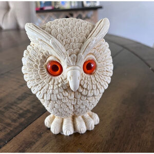 Vintage Alabaster Carved Sculpted Collectors Owl